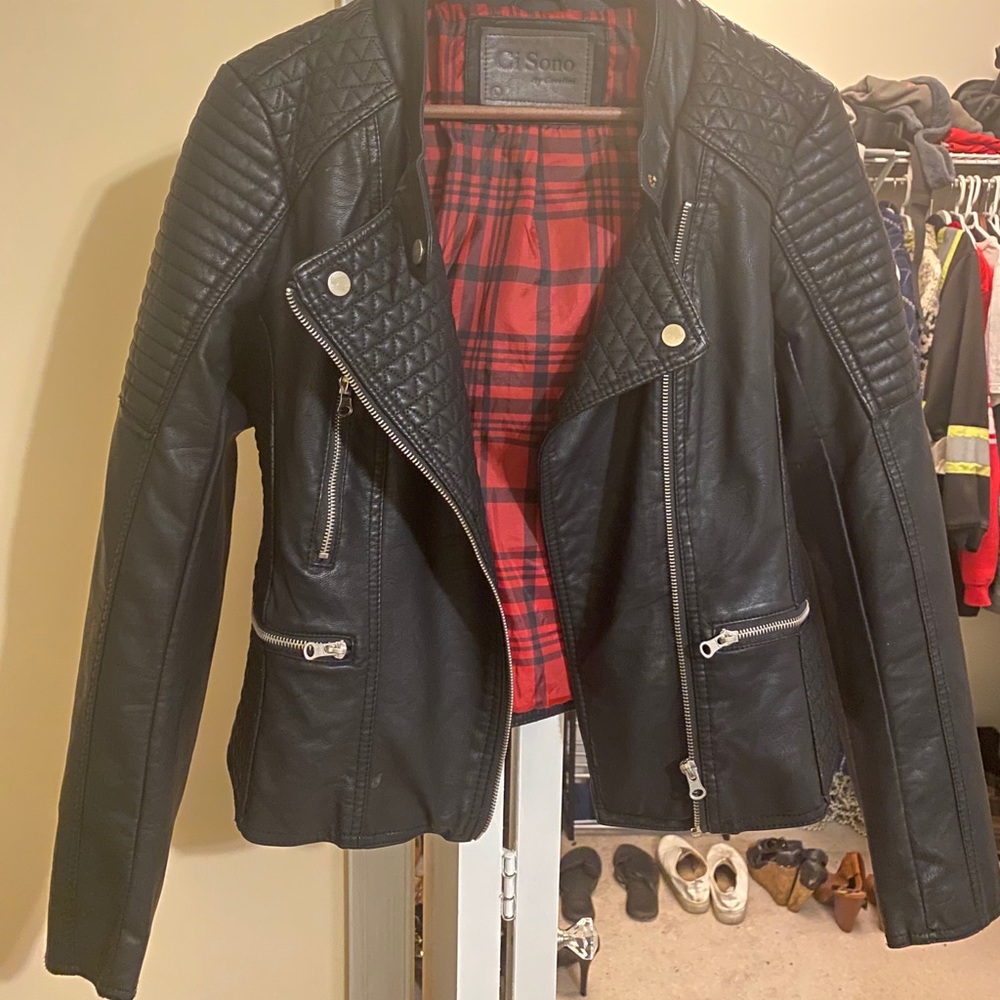 Quilted leather moto jacket